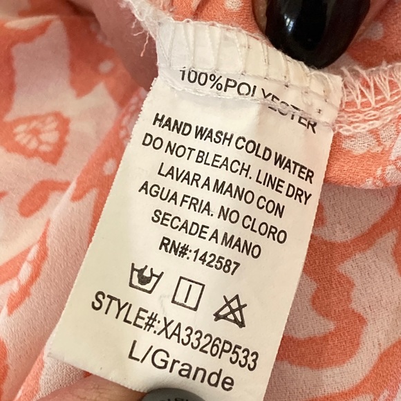 XTaren Cream, Tangerine Parsons Collar Blouse,  Variable Length Sleeves, Size L - Picture 8 of 8